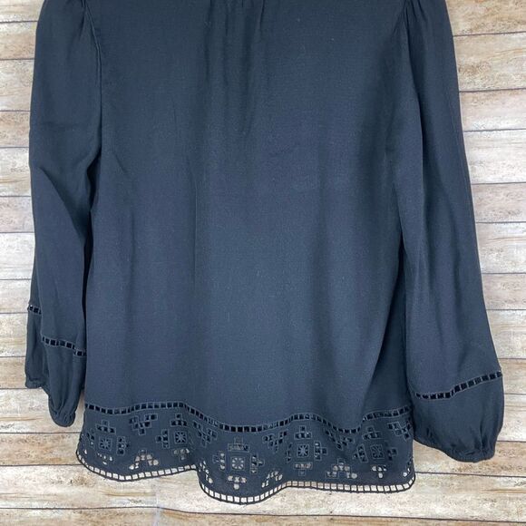 Revolve Joie Cathora Blouse in Caviar Embroidered Eyelet Tassel Bohemian szXS - Picture 2 of 5